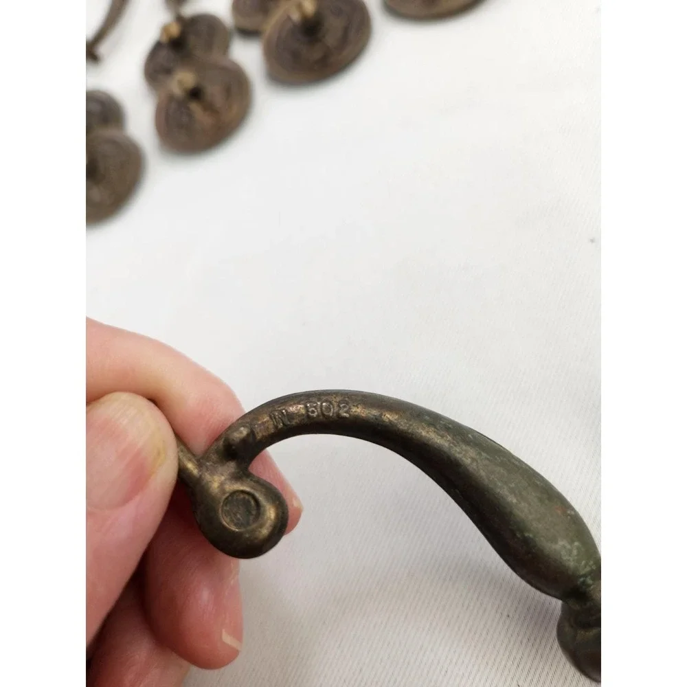 6 Vintage Keeler Brass Company KBC Drawer Pulls Handles 502 Drop Bail Drawer